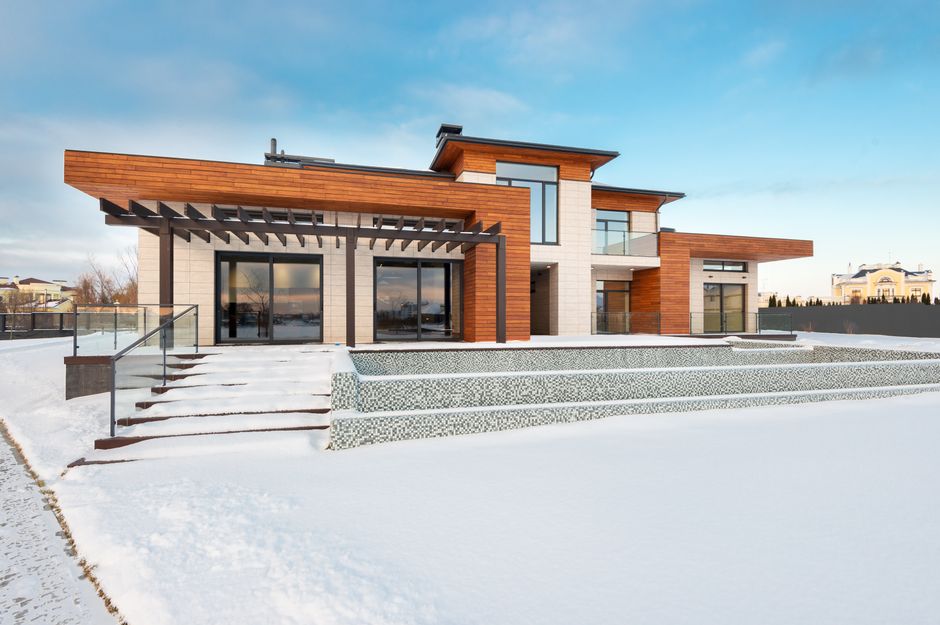 Contemporary residential house with terrace