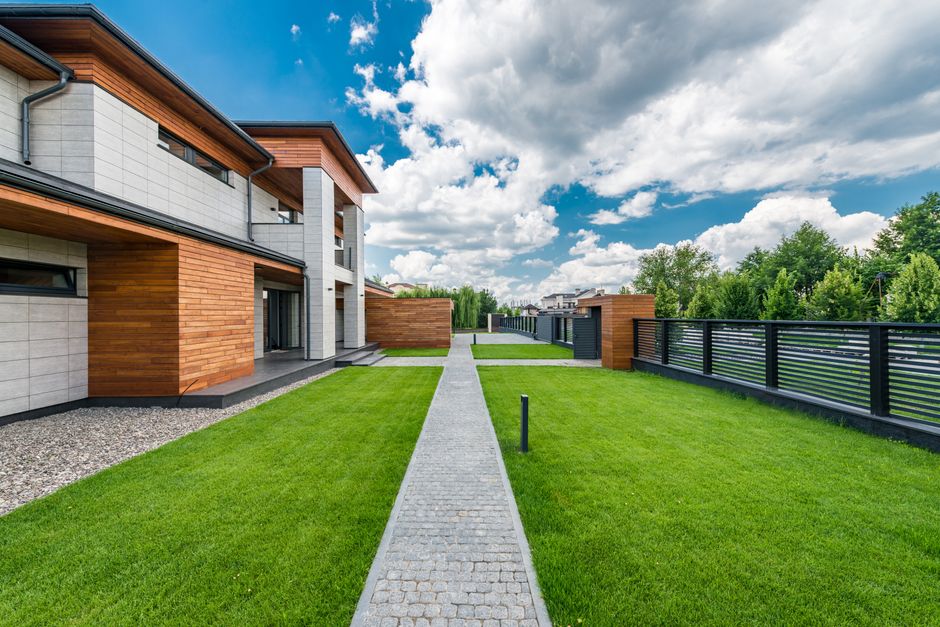 Modern residential house with trees