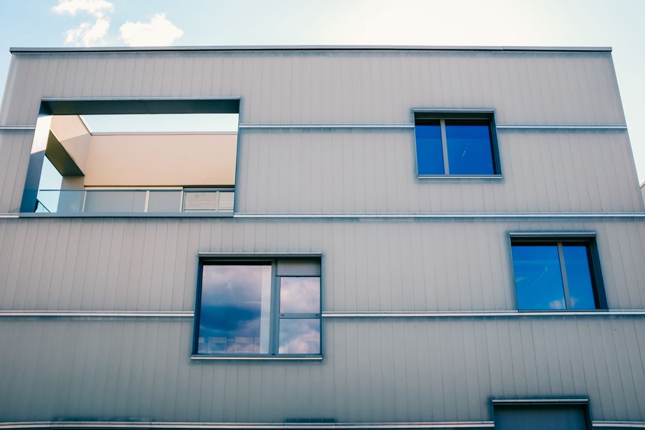 Apartment building in residential district